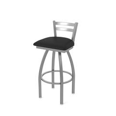 411 Jackie Low Back Stainless Steel 30" Swivel Bar Stool with Black Vinyl Seat
