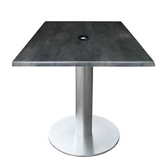 All-Season Table with 30" x 30" Square Black Steel Top with Umbrella Hole