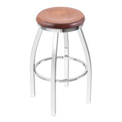 802 Misha 36" Swivel Extra Tall Bar Stool with Chrome Finish and Medium Maple Seat
