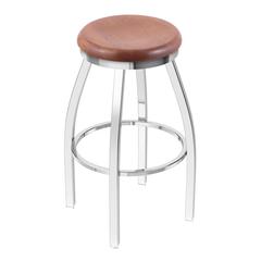 802 Misha 30" Swivel Bar Stool with Chrome Finish and Medium Oak Seat