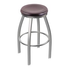 802 Misha Stainless Steel 30" Swivel Bar Stool with Dark Cherry Maple Seat