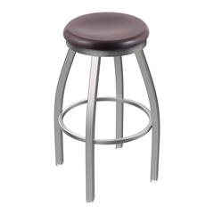 802 Misha Stainless Steel 30" Swivel Bar Stool with Dark Cherry Oak Seat