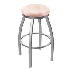 802 Misha Stainless Steel 30" Swivel Bar Stool with Natural Maple Seat