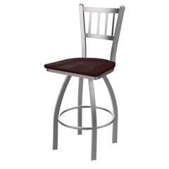 810 Contessa Stainless Steel 30" Swivel Bar Stool with Dark Cherry Maple Seat
