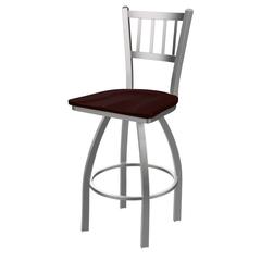 810 Contessa Stainless Steel 30" Swivel Bar Stool with Dark Cherry Oak Seat