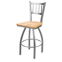 810 Contessa Stainless Steel 30" Swivel Bar Stool with Natural Maple Seat