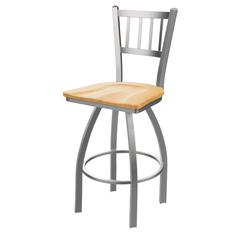 810 Contessa Stainless Steel 30" Swivel Bar Stool with Natural Oak Seat