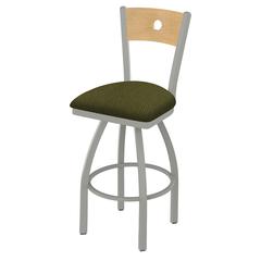 830 Voltaire 36" Swivel Counter Stool with Anodized Nickel Finish, Natural Back, and Graph Parrot Seat