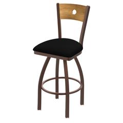 830 Voltaire 36" Swivel Counter Stool with Bronze Finish, Medium Back, and Black Vinyl Seat
