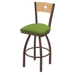 830 Voltaire 36" Swivel Counter Stool with Bronze Finish, Natural Back, and Canter Kiwi Green Seat