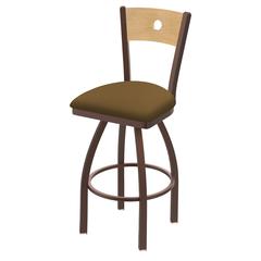 830 Voltaire 36" Swivel Counter Stool with Bronze Finish, Natural Back, and Canter Saddle Seat