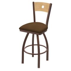 830 Voltaire 36" Swivel Counter Stool with Bronze Finish, Natural Back, and Rein Thatch Seat