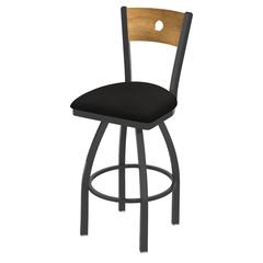 830 Voltaire 30" Swivel Counter Stool with Pewter Finish, Medium Back, and Canter Espresso Seat