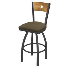 830 Voltaire 30" Swivel Counter Stool with Pewter Finish, Medium Back, and Graph Cork Seat