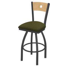 830 Voltaire 30" Swivel Counter Stool with Pewter Finish, Natural Back, and Graph Parrot Seat