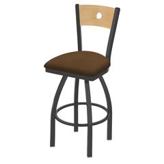 830 Voltaire 30" Swivel Counter Stool with Pewter Finish, Natural Back, and Rein Thatch Seat