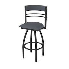 Swivel Bar Stool with Black Wrinkle Finish and Canter Storm Seat and Back