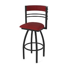Swivel Bar Stool with Black Wrinkle Finish and Graph Ruby Seat and Back