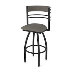 Swivel Bar Stool with Black Wrinkle Finish and Graph Chalice Seat and Back