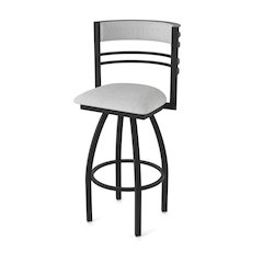 Swivel Bar Stool with Black Wrinkle Finish and Graph Alpine Seat and Back