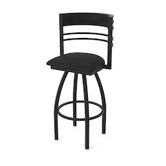 Swivel Bar Stool with Black Wrinkle Finish and Black Vinyl Seat and Back