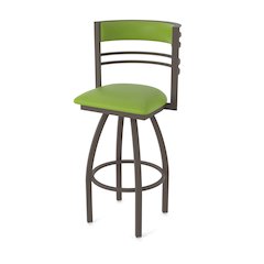 Swivel Bar Stool with Bronze Finish and Canter Kiwi Green Seat and Back