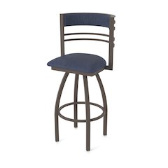 Swivel Bar Stool with Bronze Finish and Graph Anchor Seat and Back
