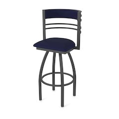 Swivel Bar Stool with Pewter Finish and Canter Twilight Seat and Back