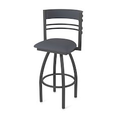 Swivel Bar Stool with Pewter Finish and Canter Storm Seat and Back