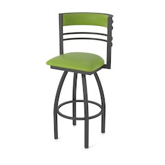 Swivel Bar Stool with Pewter Finish and Canter Kiwi Green Seat and Back