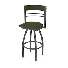 Swivel Bar Stool with Pewter Finish and Canter Pine Seat and Back
