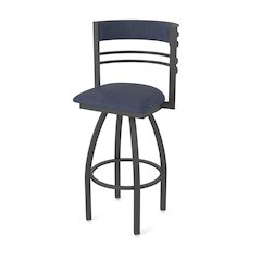 Swivel Bar Stool with Pewter Finish and Graph Anchor Seat and Back