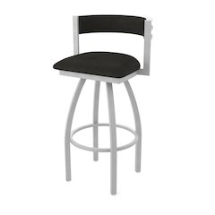 Swivel Bar Stool with Anodized Nickel Finish and Canter Espresso Seat and Back