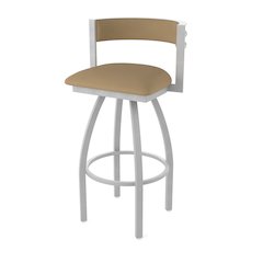 Swivel Bar Stool with Anodized Nickel Finish and Canter Sand Seat and Back