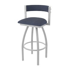 Swivel Bar Stool with Anodized Nickel Finish and Graph Anchor Seat and Back