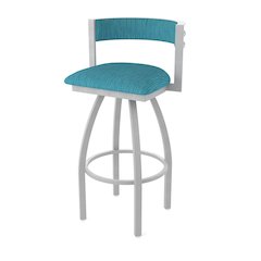 Swivel Bar Stool with Anodized Nickel Finish and Graph Tidal Seat and Back
