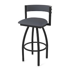 Swivel Bar Stool with Black Wrinkle Finish and Canter Storm Seat and Back