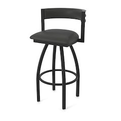 Swivel Bar Stool with Black Wrinkle Finish and Canter Iron Seat and Back