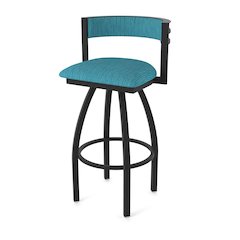 Swivel Bar Stool with Black Wrinkle Finish and Graph Tidal Seat and Back