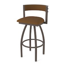 Swivel Bar Stool with Bronze Finish and Canter Thatch Seat and Back