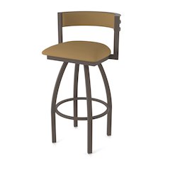 Swivel Bar Stool with Bronze Finish and Canter Saddle Seat and Back