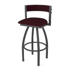 Swivel Bar Stool with Pewter Finish and Canter Bordeaux Seat and Back