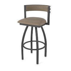 Swivel Bar Stool with Pewter Finish and Canter Earth Seat and Back