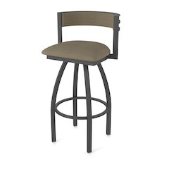 Swivel Bar Stool with Pewter Finish and Graph Cork Seat and Back
