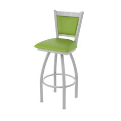 Swivel Bar Stool with Anodized Nickel Finish and Canter Kiwi Green Seat and Back