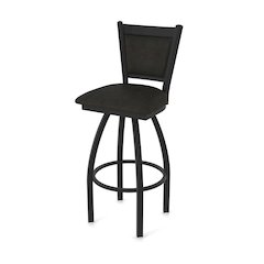 Swivel Bar Stool with Black Wrinkle Finish and Canter Espresso Seat and Back