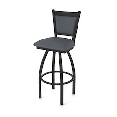 Swivel Bar Stool with Black Wrinkle Finish and Canter Storm Seat and Back