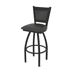 Swivel Bar Stool with Black Wrinkle Finish and Canter Iron Seat and Back