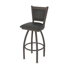 Swivel Bar Stool with Bronze Finish and Canter Iron Seat and Back