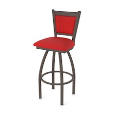 Swivel Bar Stool with Bronze Finish and Canter Red Seat and Back